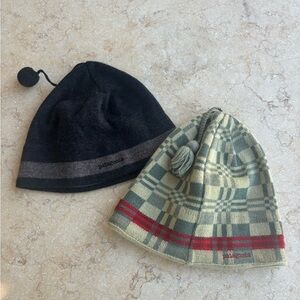 black Patagonia beanie hats - pom pom
